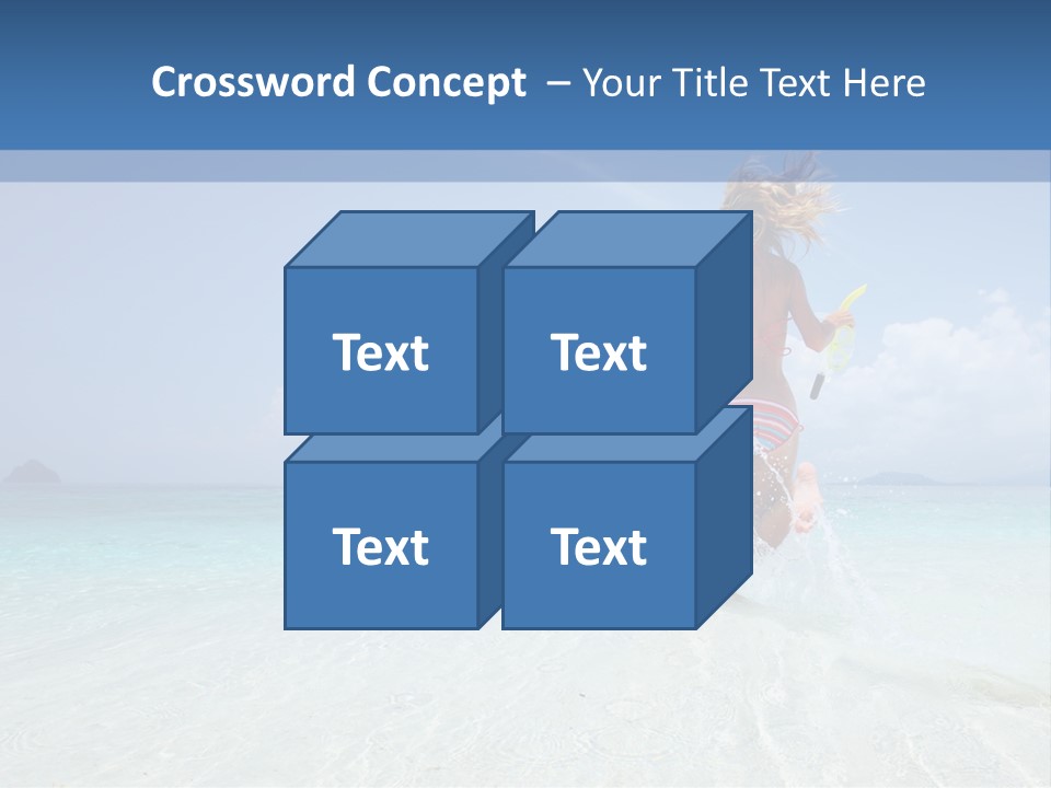 A Woman Running In The Water With A Surfboard PowerPoint Template