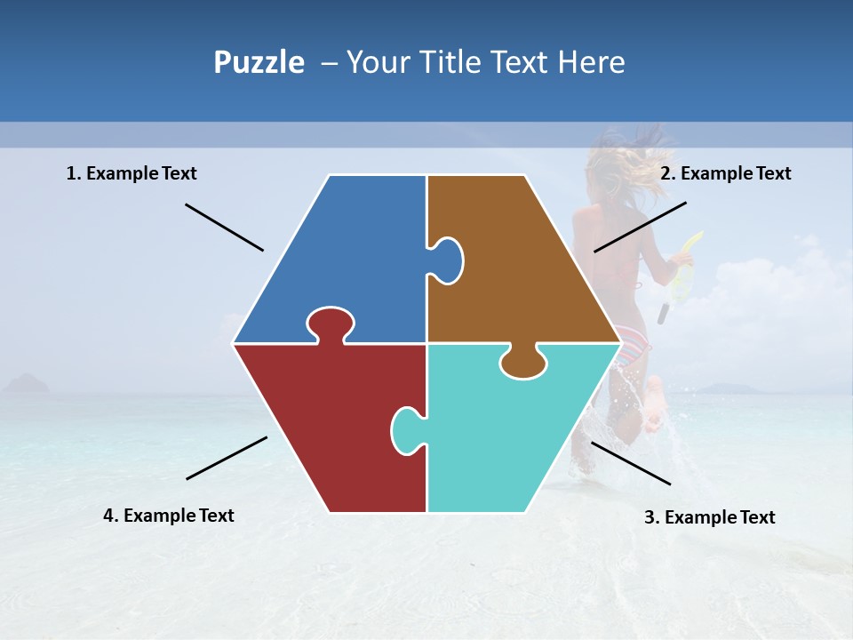 A Woman Running In The Water With A Surfboard PowerPoint Template