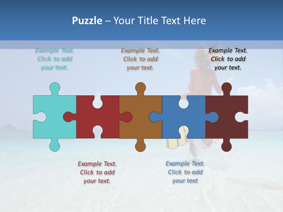 A Woman Running In The Water With A Surfboard PowerPoint Template