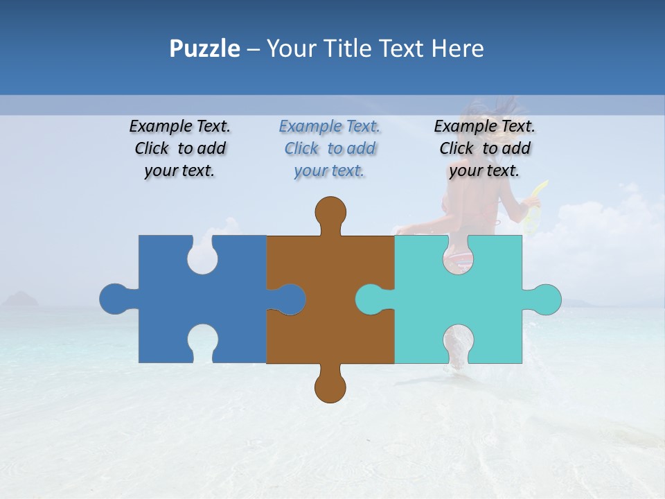 A Woman Running In The Water With A Surfboard PowerPoint Template