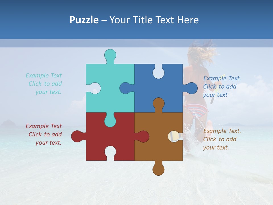 A Woman Running In The Water With A Surfboard PowerPoint Template