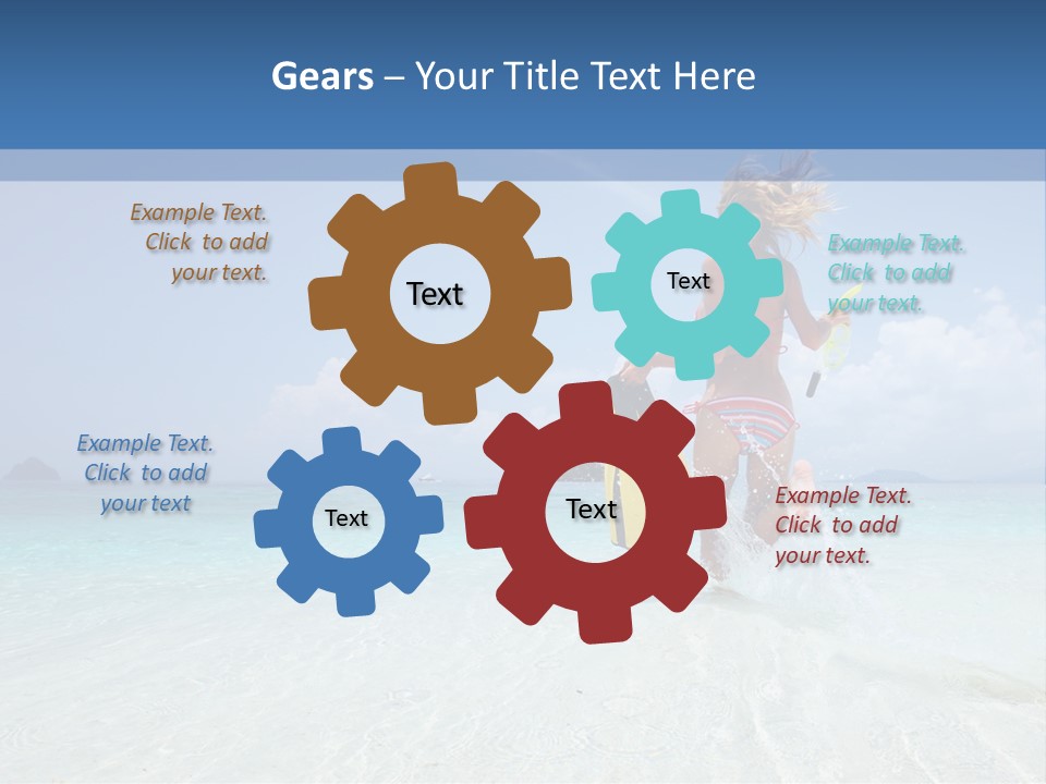 A Woman Running In The Water With A Surfboard PowerPoint Template