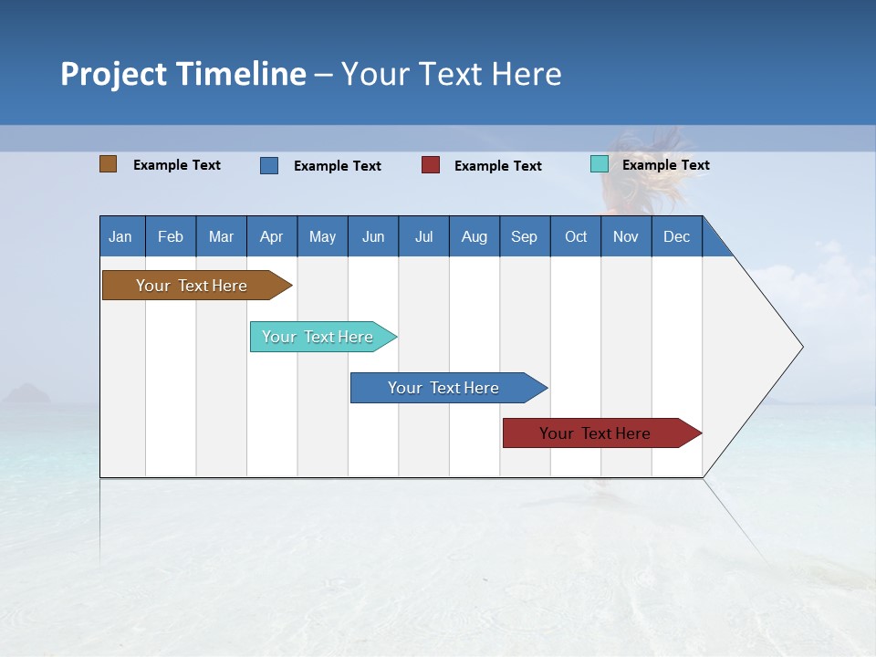 A Woman Running In The Water With A Surfboard PowerPoint Template