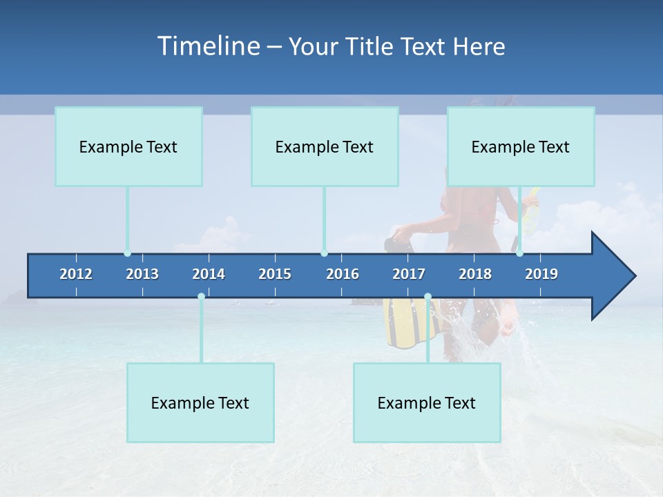 A Woman Running In The Water With A Surfboard PowerPoint Template