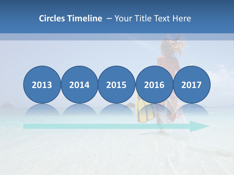 A Woman Running In The Water With A Surfboard PowerPoint Template