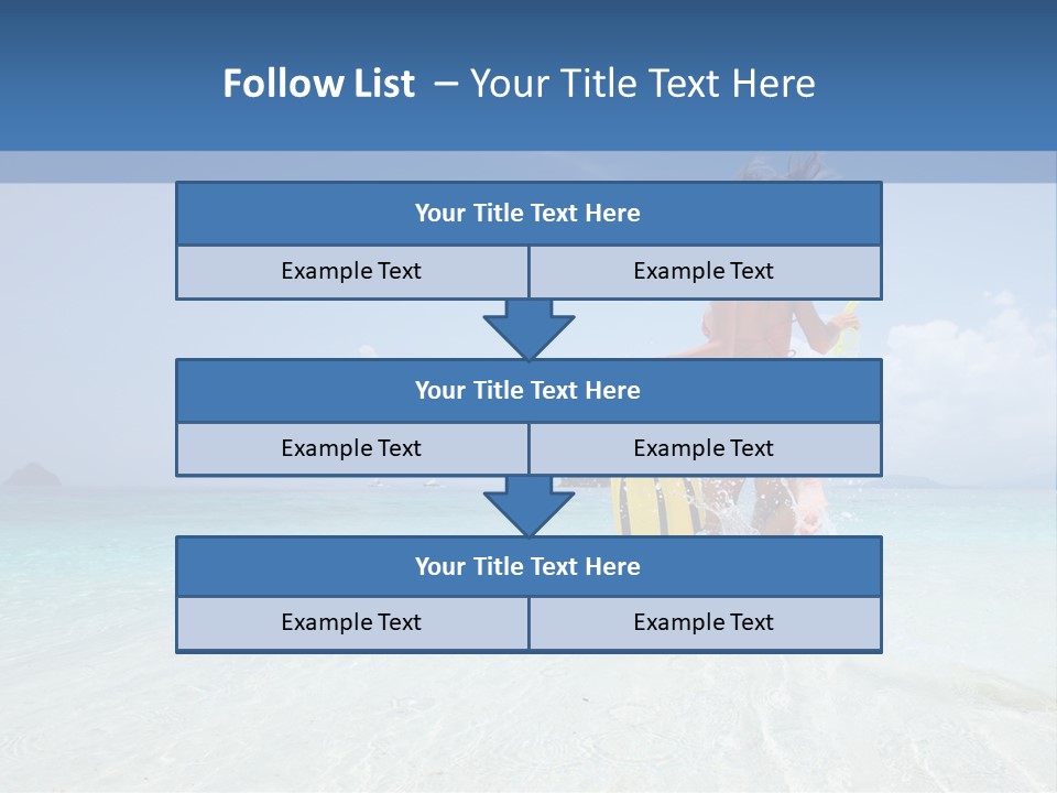 A Woman Running In The Water With A Surfboard PowerPoint Template