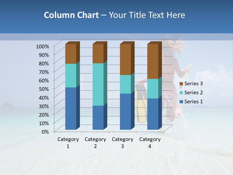 A Woman Running In The Water With A Surfboard PowerPoint Template