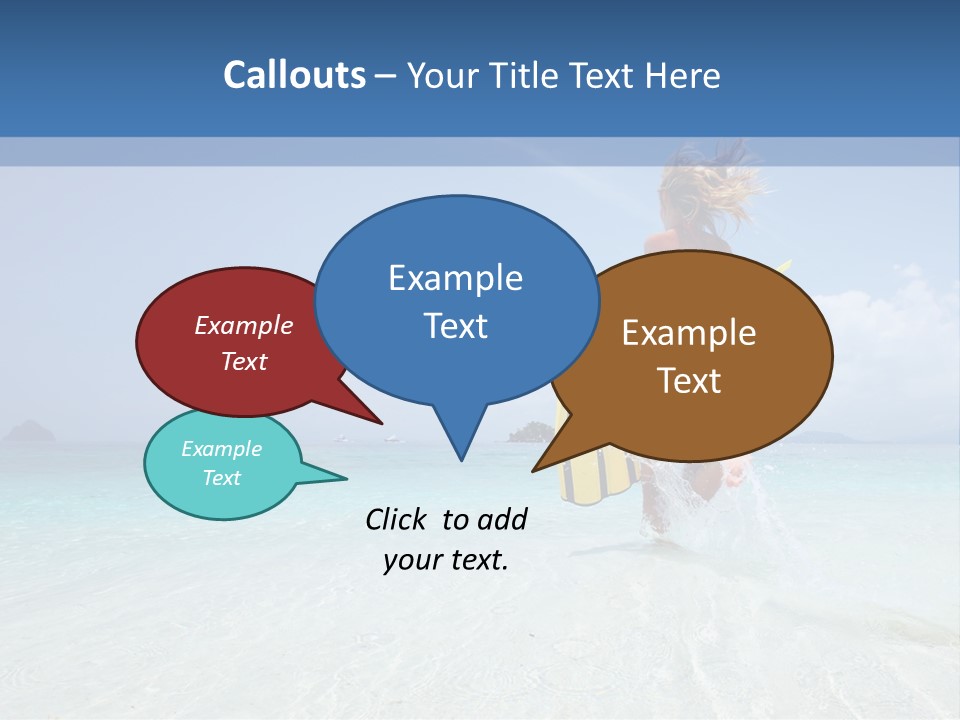 A Woman Running In The Water With A Surfboard PowerPoint Template