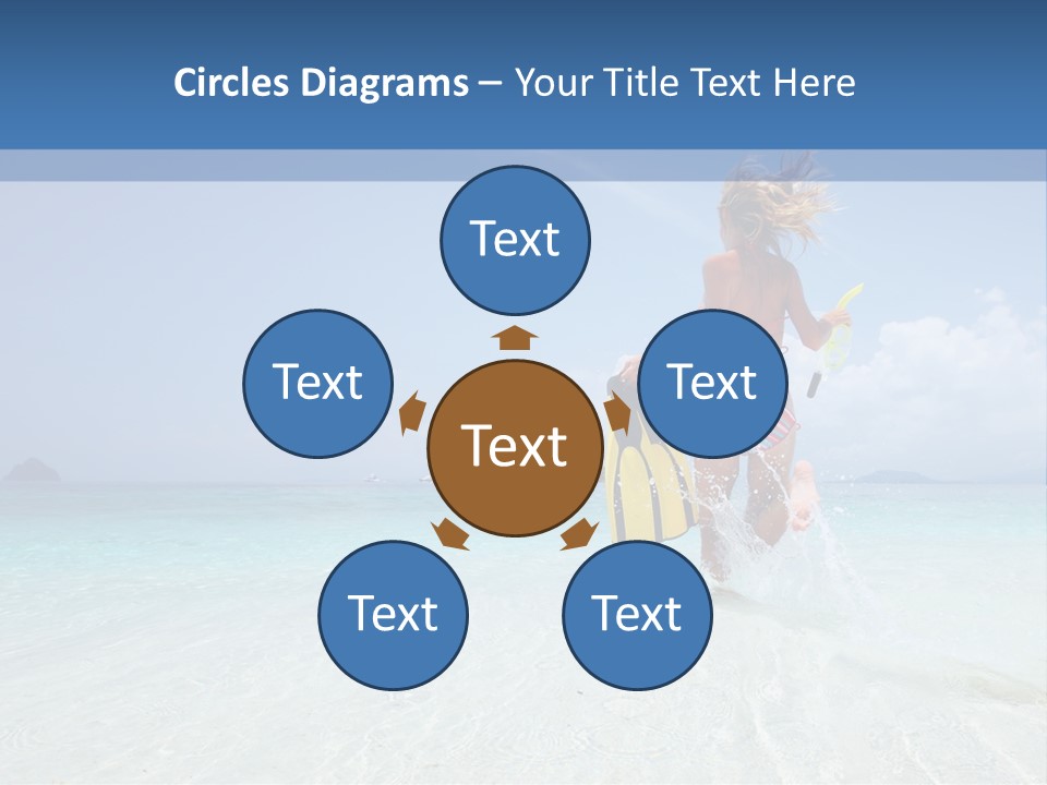 A Woman Running In The Water With A Surfboard PowerPoint Template