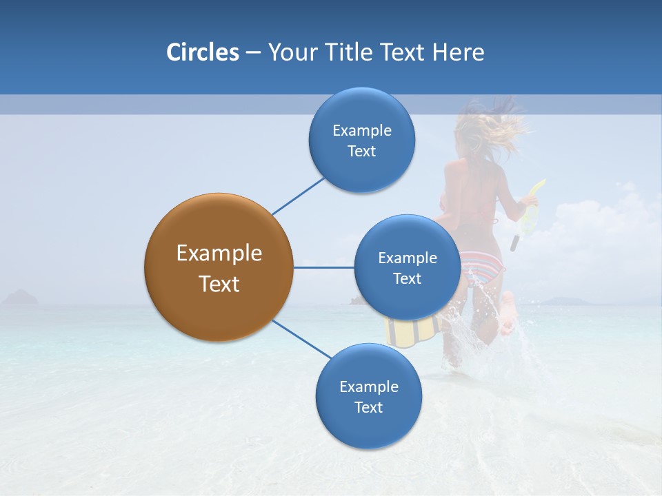 A Woman Running In The Water With A Surfboard PowerPoint Template