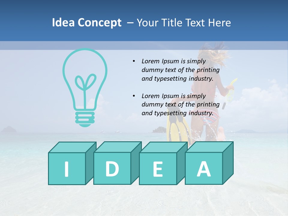 A Woman Running In The Water With A Surfboard PowerPoint Template