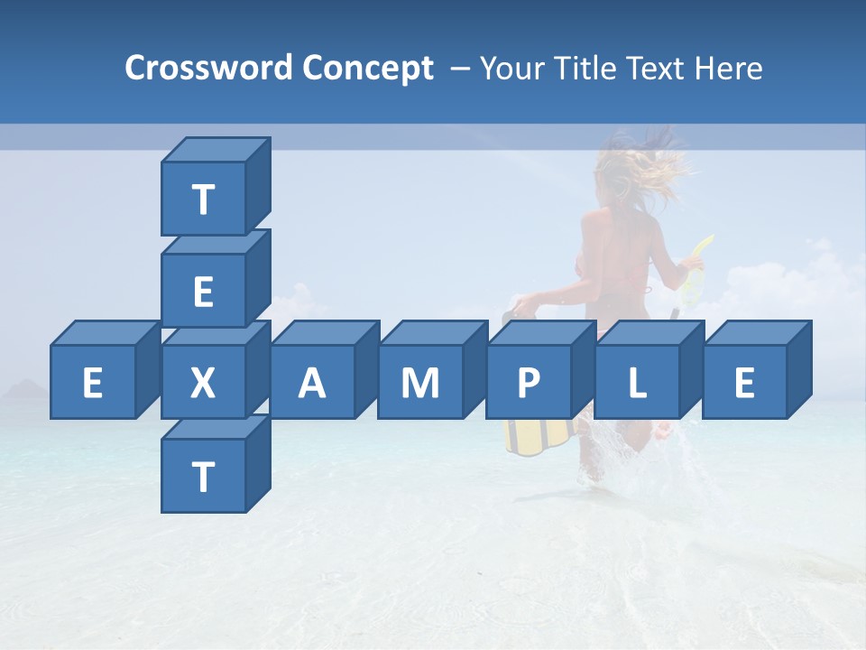 A Woman Running In The Water With A Surfboard PowerPoint Template