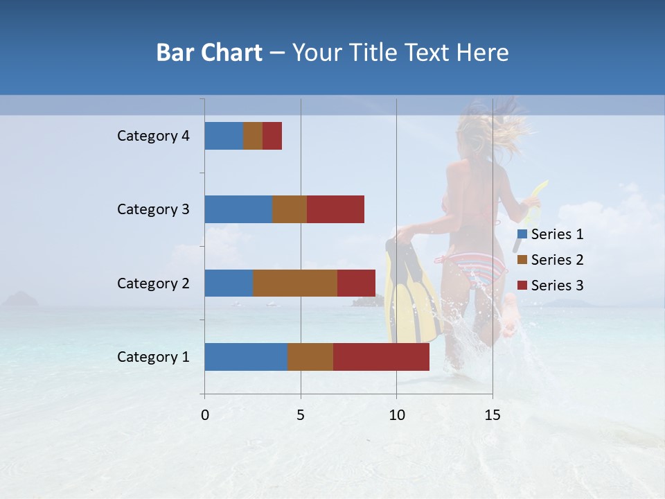 A Woman Running In The Water With A Surfboard PowerPoint Template