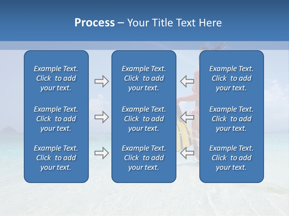 A Woman Running In The Water With A Surfboard PowerPoint Template