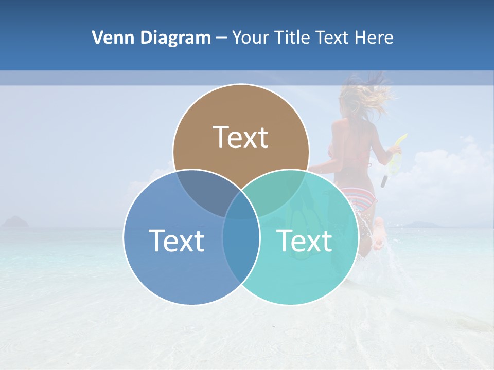 A Woman Running In The Water With A Surfboard PowerPoint Template