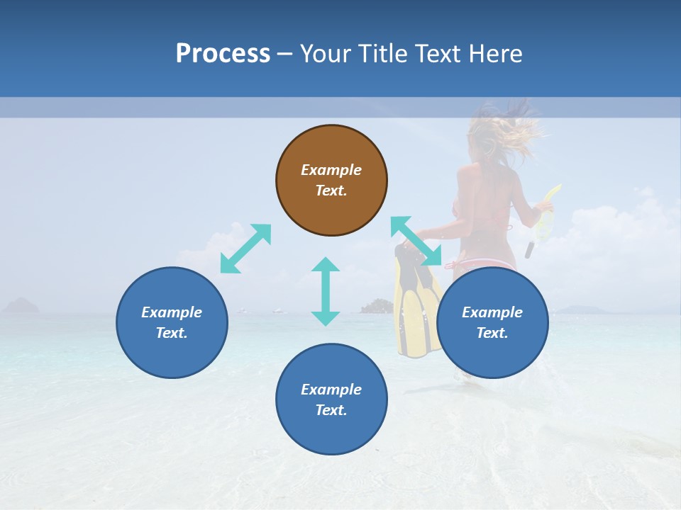 A Woman Running In The Water With A Surfboard PowerPoint Template