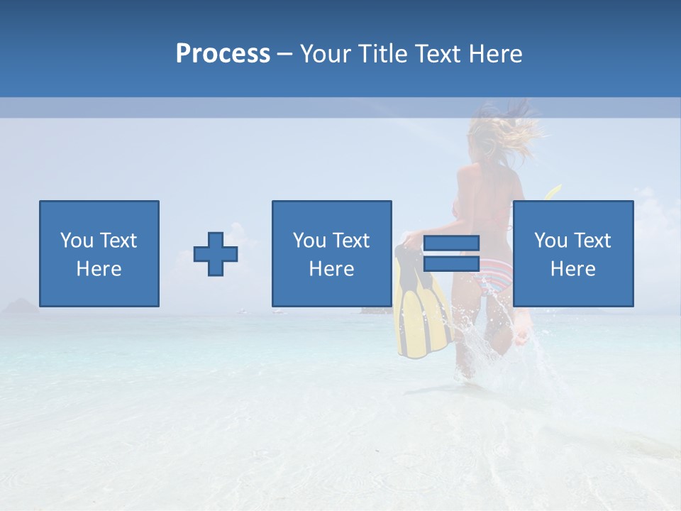 A Woman Running In The Water With A Surfboard PowerPoint Template