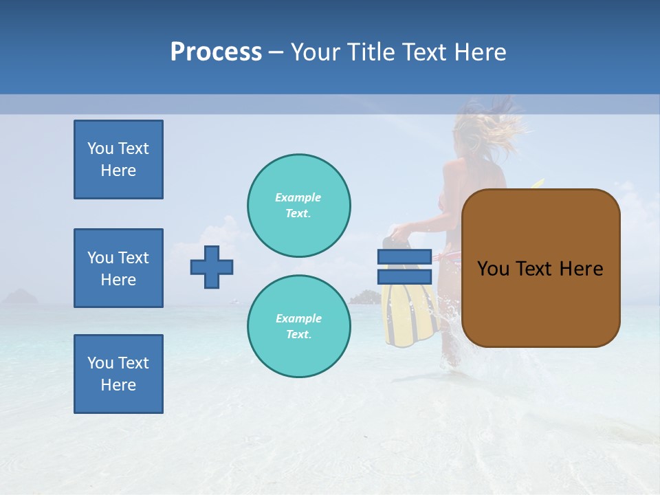 A Woman Running In The Water With A Surfboard PowerPoint Template