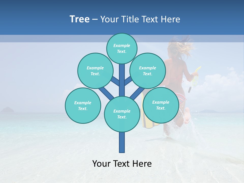 A Woman Running In The Water With A Surfboard PowerPoint Template