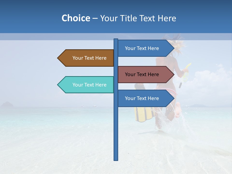 A Woman Running In The Water With A Surfboard PowerPoint Template