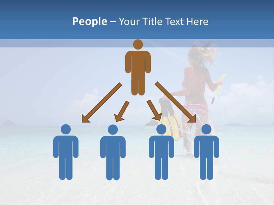 A Woman Running In The Water With A Surfboard PowerPoint Template