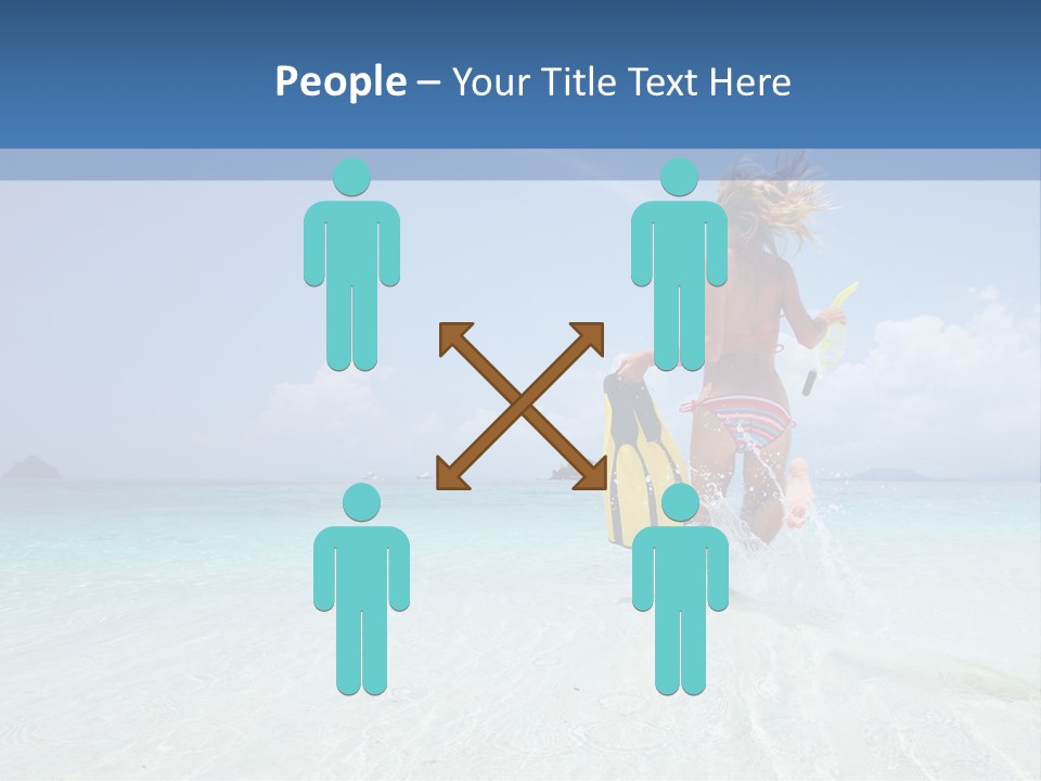 A Woman Running In The Water With A Surfboard PowerPoint Template