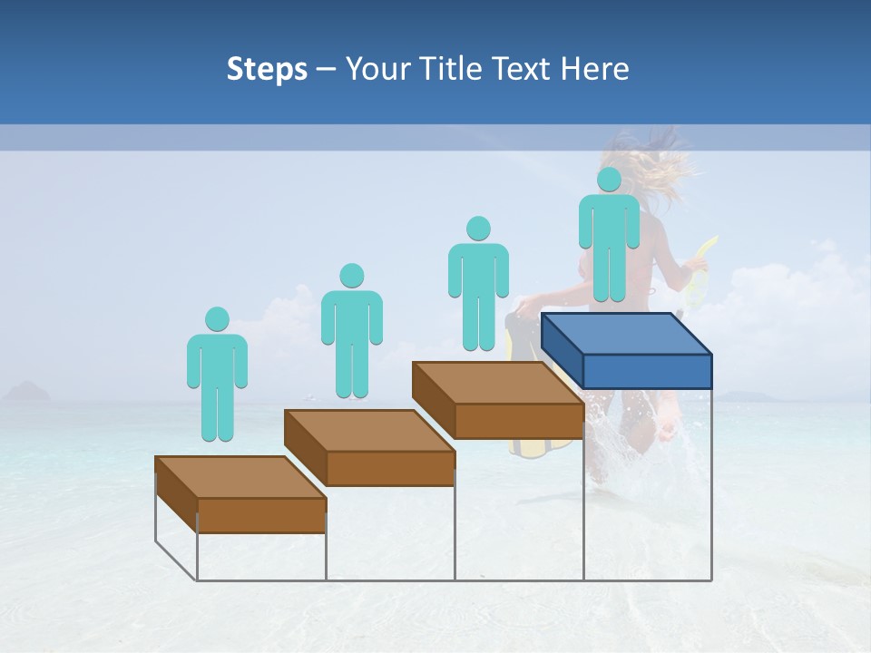 A Woman Running In The Water With A Surfboard PowerPoint Template