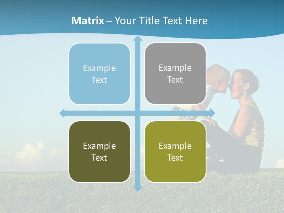 A Woman And A Child Are Sitting On The Grass PowerPoint Template