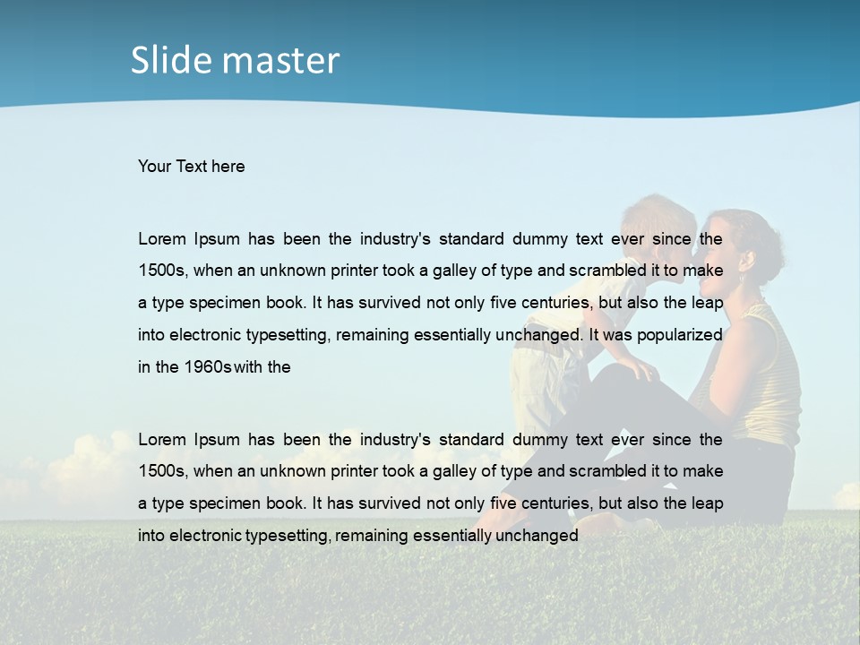 A Woman And A Child Are Sitting On The Grass PowerPoint Template