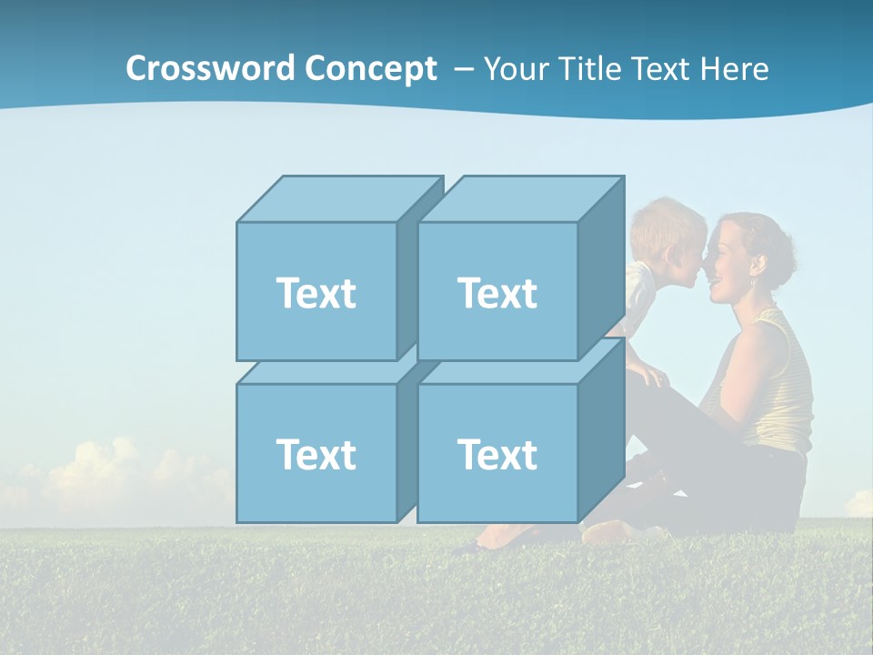 A Woman And A Child Are Sitting On The Grass PowerPoint Template