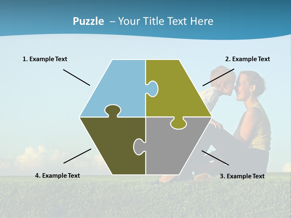 A Woman And A Child Are Sitting On The Grass PowerPoint Template