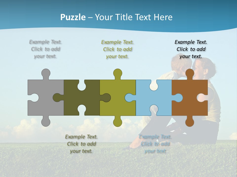 A Woman And A Child Are Sitting On The Grass PowerPoint Template