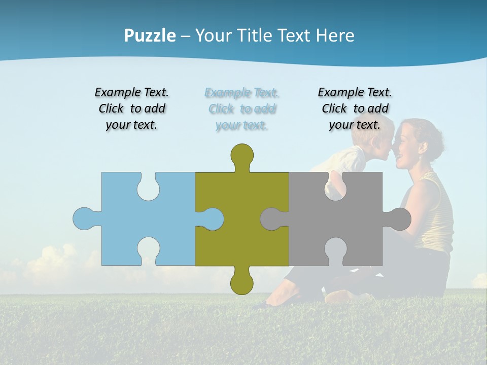 A Woman And A Child Are Sitting On The Grass PowerPoint Template