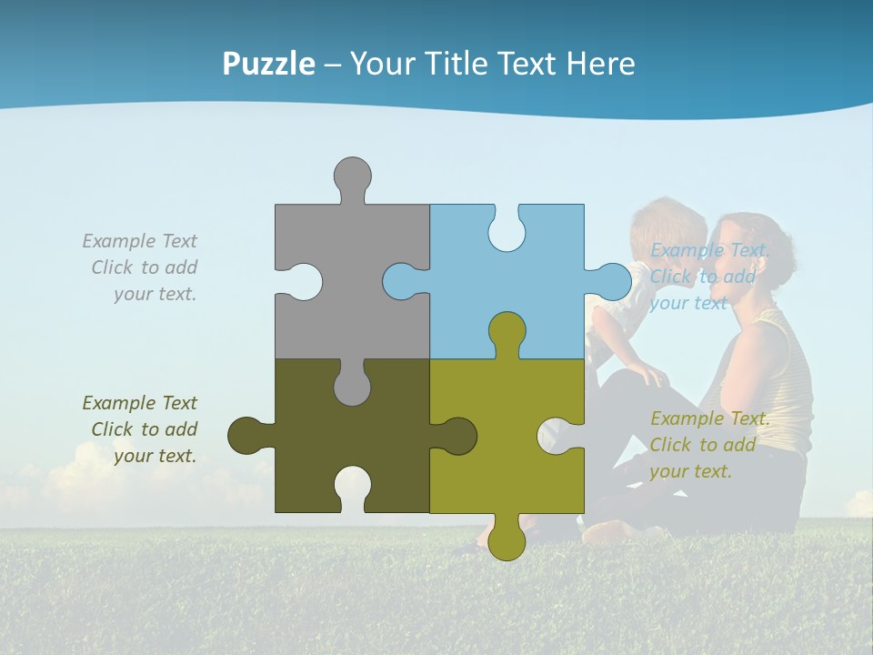 A Woman And A Child Are Sitting On The Grass PowerPoint Template