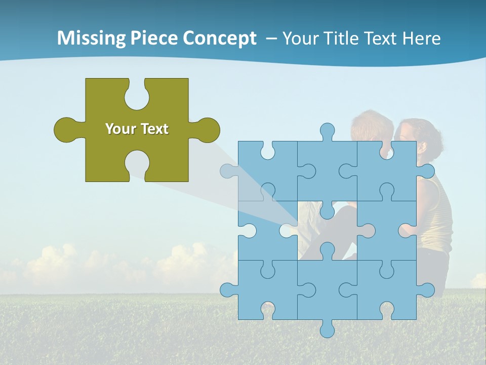 A Woman And A Child Are Sitting On The Grass PowerPoint Template