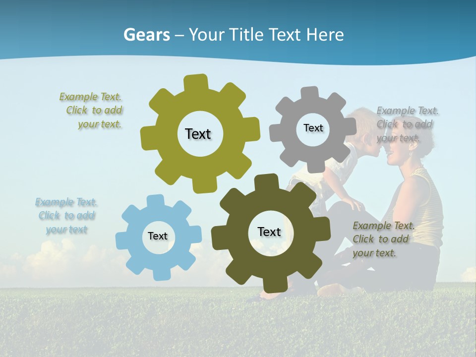 A Woman And A Child Are Sitting On The Grass PowerPoint Template