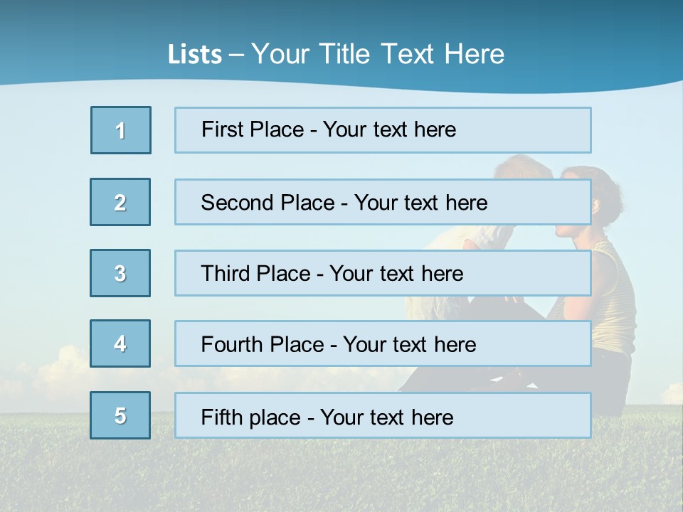 A Woman And A Child Are Sitting On The Grass PowerPoint Template