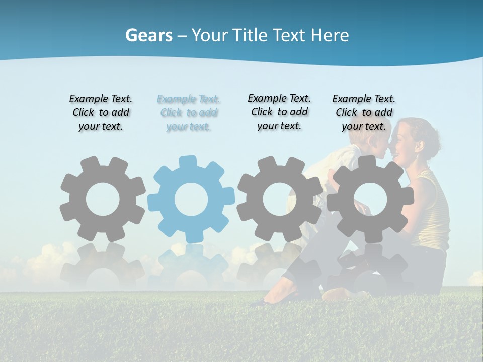 A Woman And A Child Are Sitting On The Grass PowerPoint Template