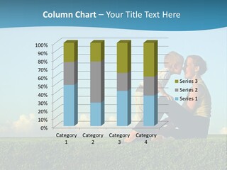 A Woman And A Child Are Sitting On The Grass PowerPoint Template