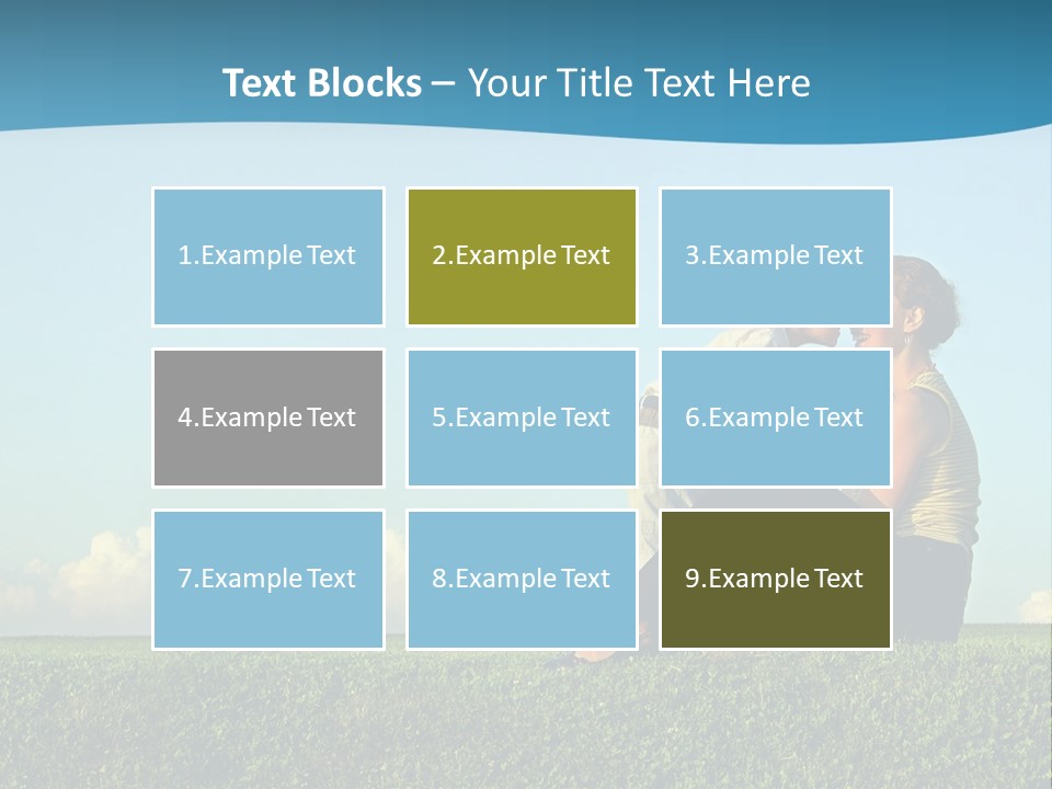 A Woman And A Child Are Sitting On The Grass PowerPoint Template