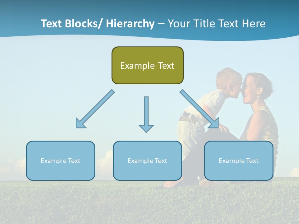 A Woman And A Child Are Sitting On The Grass PowerPoint Template