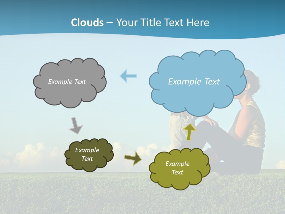 A Woman And A Child Are Sitting On The Grass PowerPoint Template