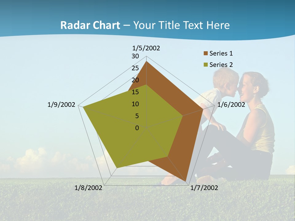 A Woman And A Child Are Sitting On The Grass PowerPoint Template
