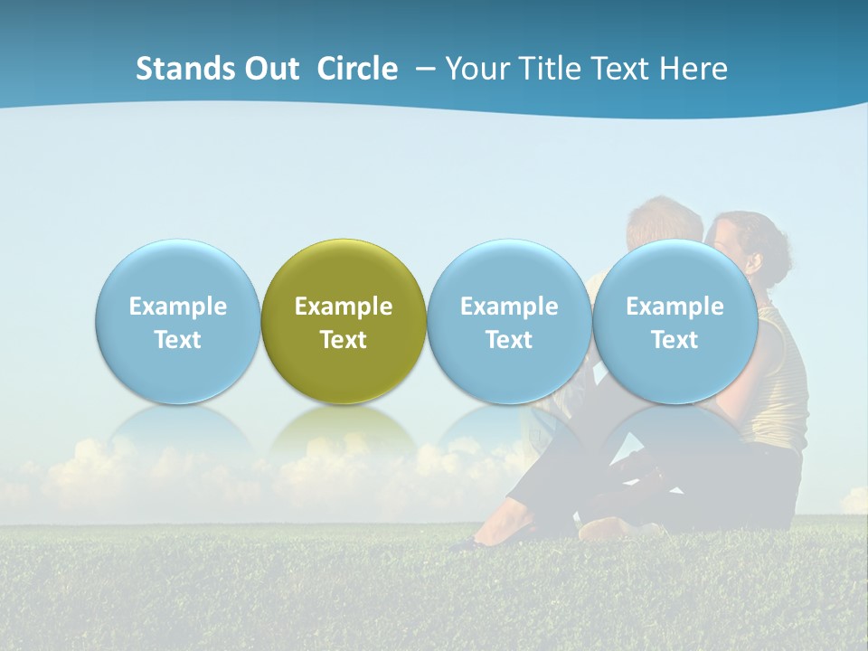 A Woman And A Child Are Sitting On The Grass PowerPoint Template