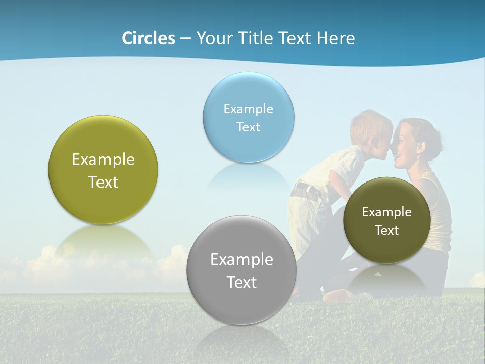 A Woman And A Child Are Sitting On The Grass PowerPoint Template