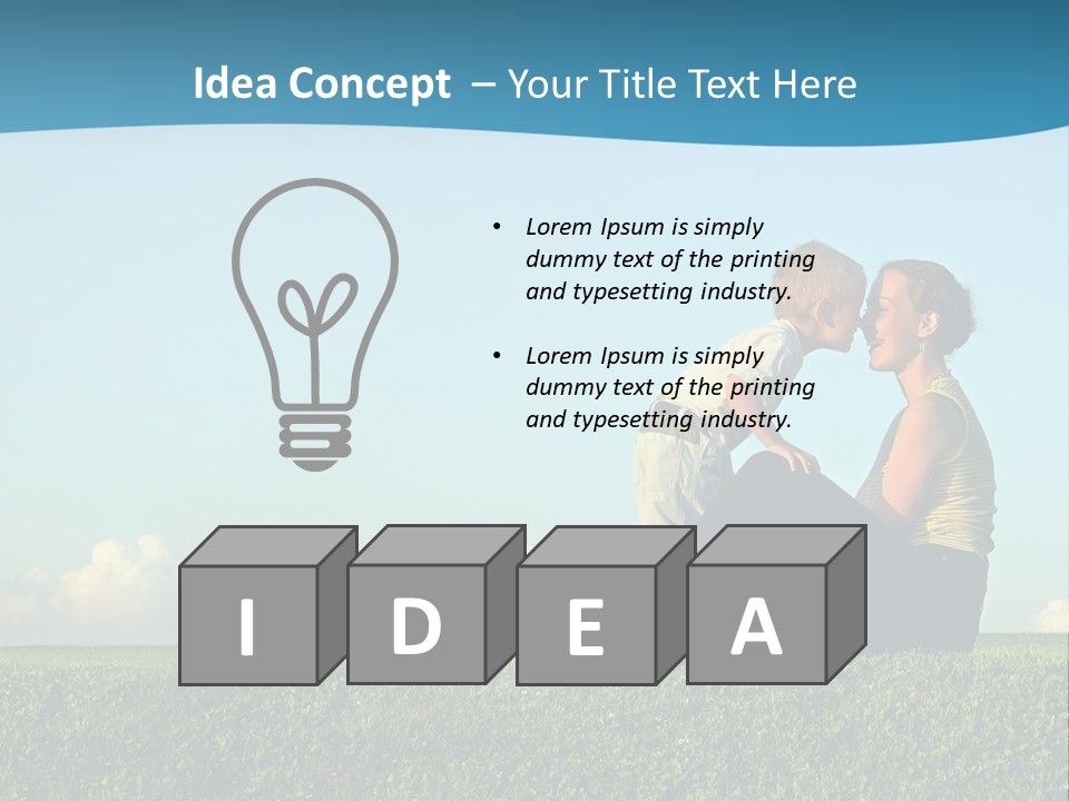 A Woman And A Child Are Sitting On The Grass PowerPoint Template