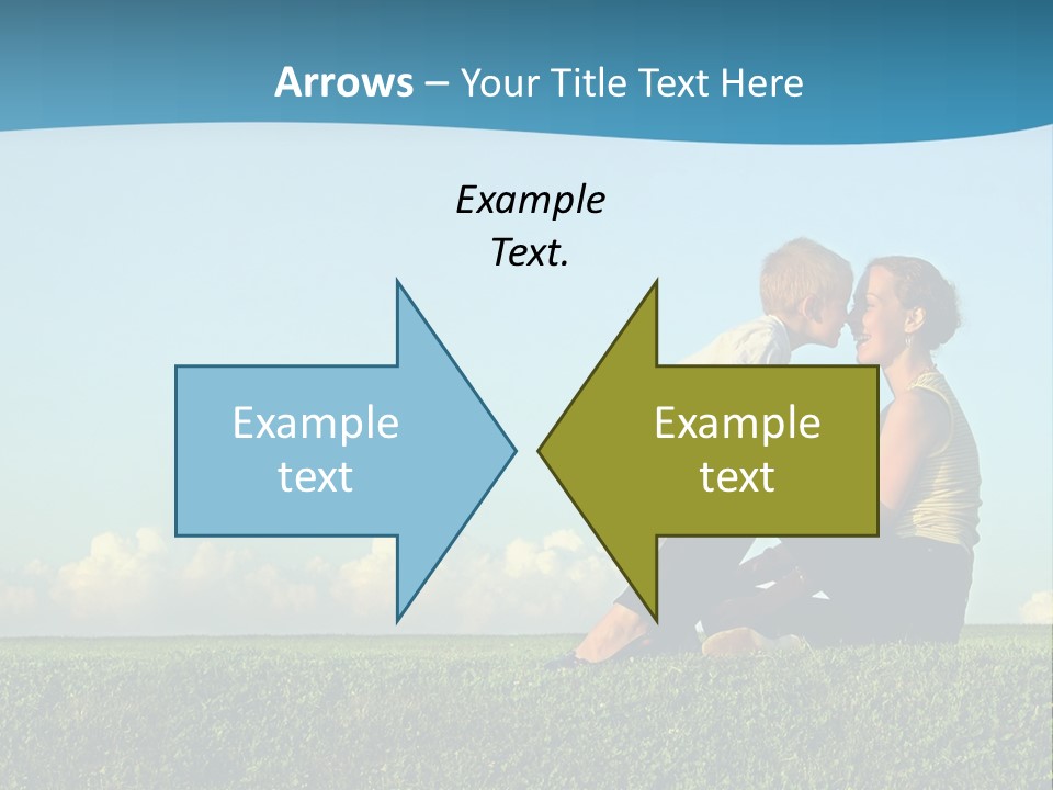 A Woman And A Child Are Sitting On The Grass PowerPoint Template