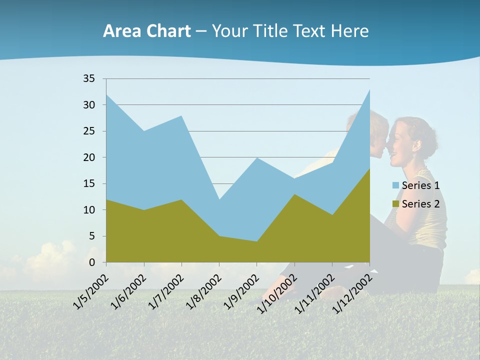 A Woman And A Child Are Sitting On The Grass PowerPoint Template