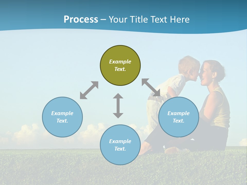 A Woman And A Child Are Sitting On The Grass PowerPoint Template