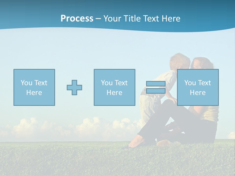 A Woman And A Child Are Sitting On The Grass PowerPoint Template